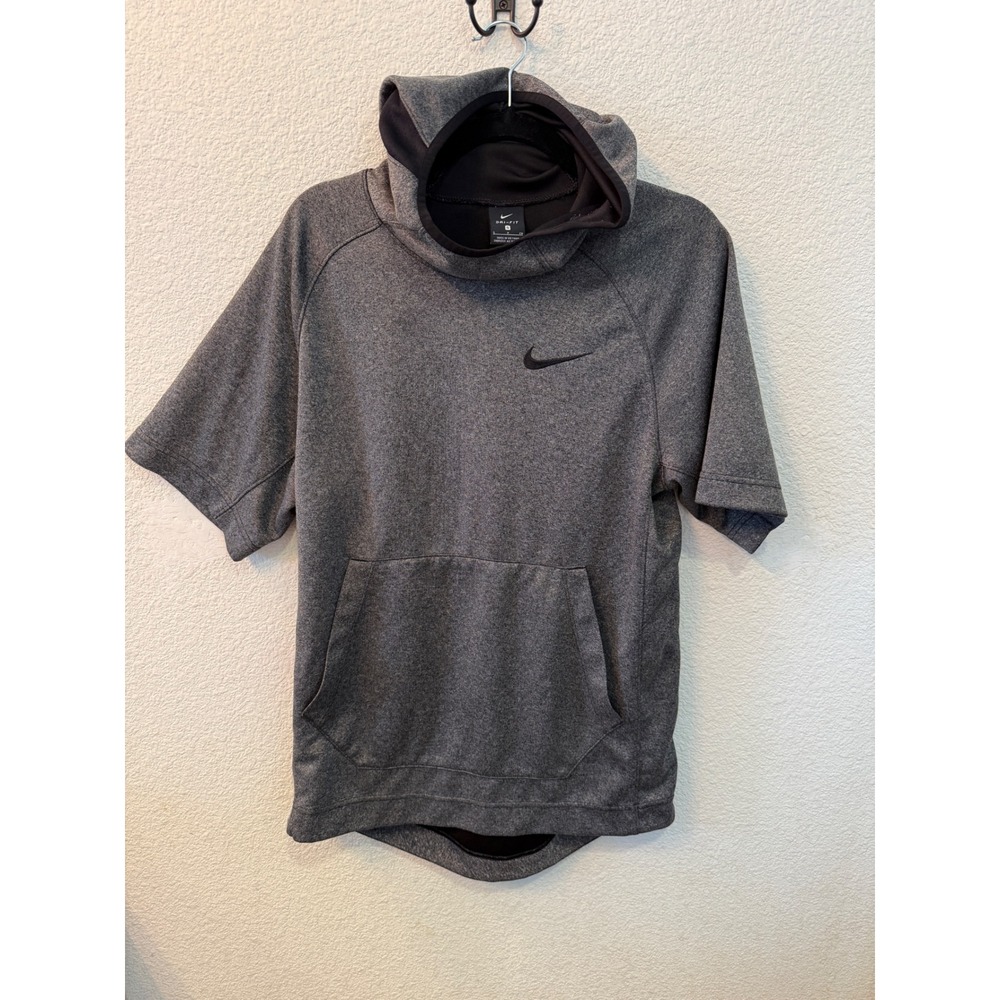Nike Mens Dri-FIT Short Sleeve Hoodie Gray Training Sweatshirt Small